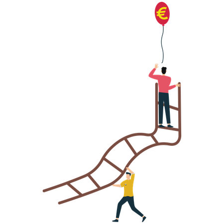 困難な道を歩くビジネスマン  イラスト