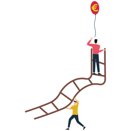 困難な道を歩くビジネスマン  イラスト