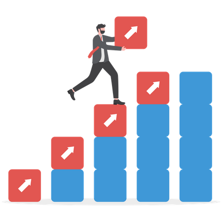 Businessman walking on growth chart  Illustration