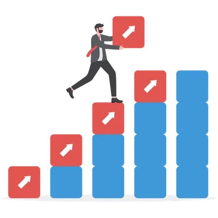 Businessman walking on growth chart  Illustration