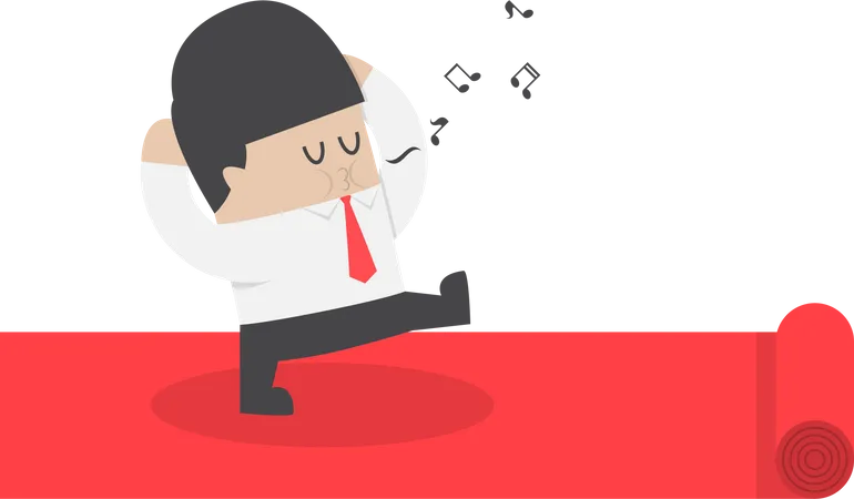 Businessman walking on the red carpet  Illustration
