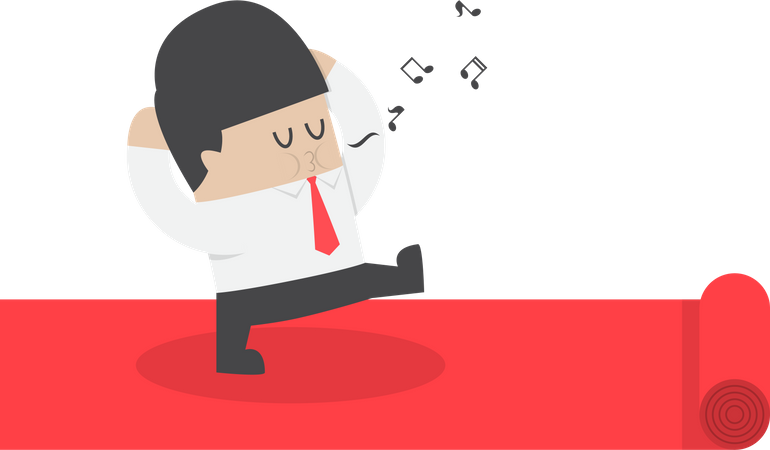 Businessman walking on the red carpet  Illustration