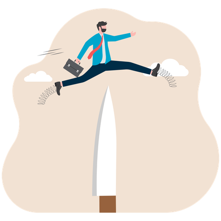 Businessman walking on the tip of knife  Illustration