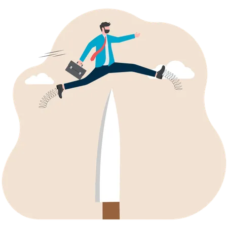 Businessman walking on the tip of knife  Illustration