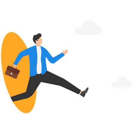Businessman walking out of their comfort zone  Illustration