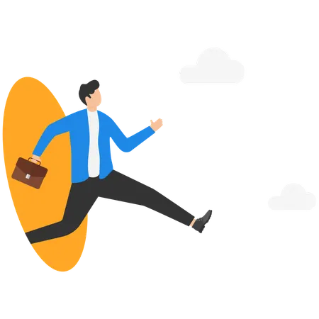 Businessman walking out of their comfort zone  Illustration