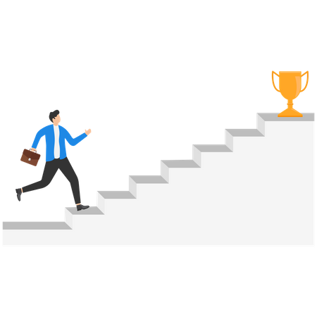 Businessman walking stairs for success  Illustration