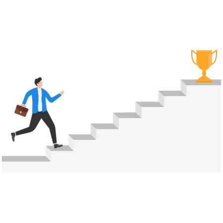 Businessman walking stairs for success  Illustration