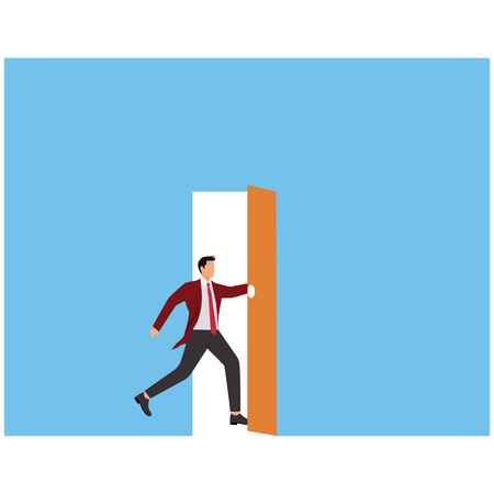 Businessman walking through the door  Illustration