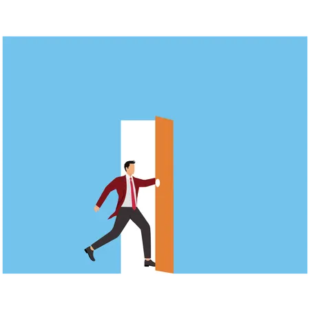 Businessman walking through the door  Illustration