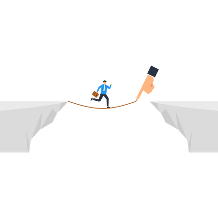 Businessman Walking Tightrope Risk Challenge  Illustration