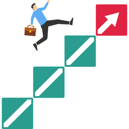 Businessman walking up success stairs  Illustration