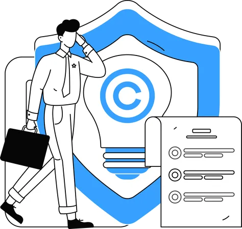 Businessman walking while talking about copyright issues  Illustration