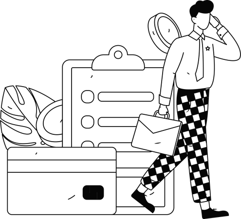 金融支払いについて話しながら歩くビジネスマン  イラスト