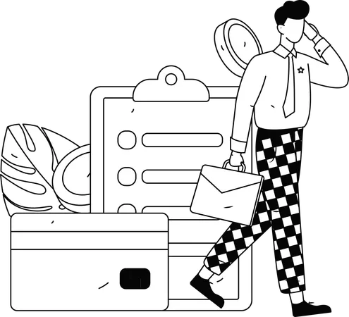 金融支払いについて話しながら歩くビジネスマン  イラスト