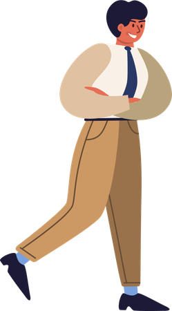 Businessman walking with cross arm  Illustration