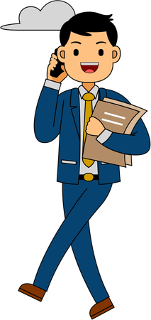 Businessman walking with documents in hand  Illustration
