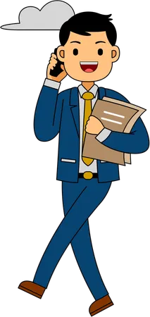 Businessman walking with documents in hand  Illustration