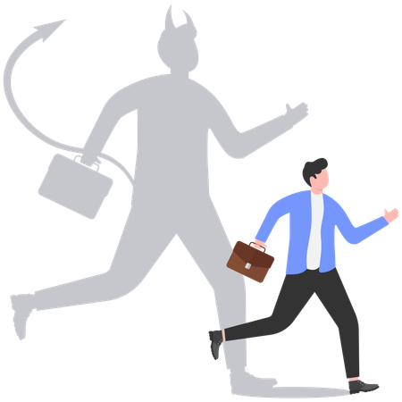 Businessman walking with evil shadow  Illustration