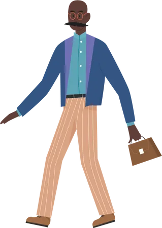 Businessman walking with office bag  Illustration