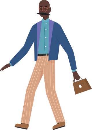 Businessman walking with office bag  Illustration