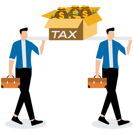 Businessman walking with tax burden  Illustration