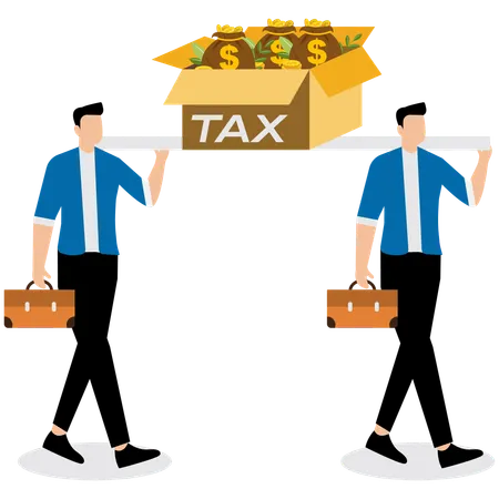 Businessman walking with tax burden  Illustration