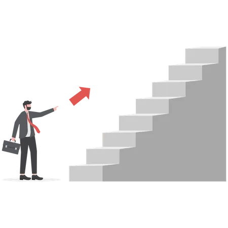 Businessman Walks Up The Stairs Of A Growing Market Career Growth Ladder Concept Illustration