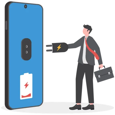 Businessman want to charge smartphones  Illustration