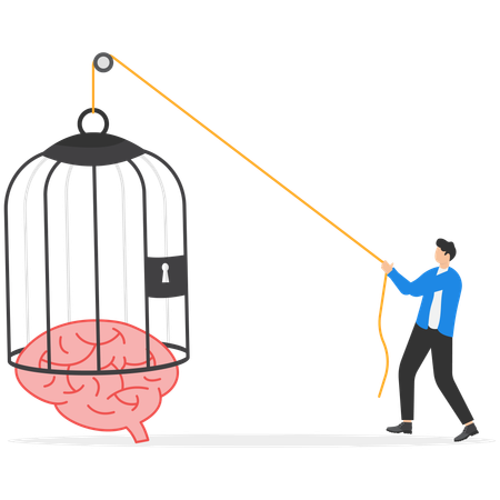 Businessman wanting freed ideas  Illustration