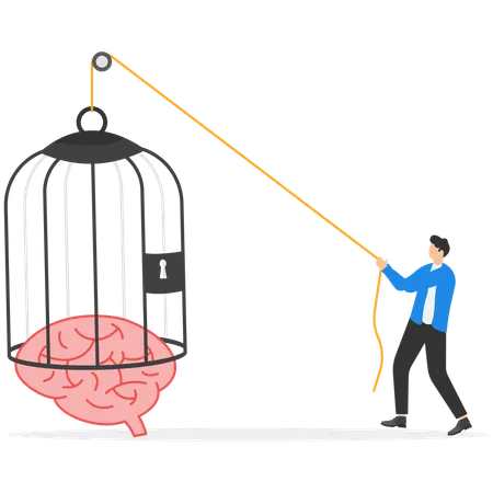 Businessman wanting freed ideas  Illustration