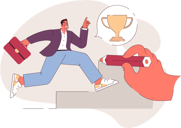 Businessman wants to achieve business goals  Illustration