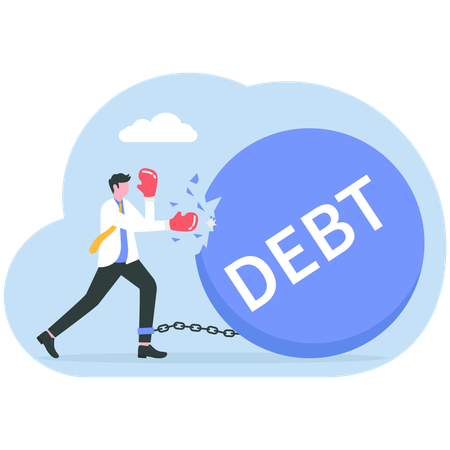 Businessman wants to be free from debt  Illustration