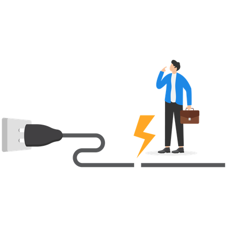 Businessman wants to charge to his working battery  Illustration