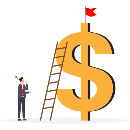 Businessman wants to climb up the success ladder  Illustration