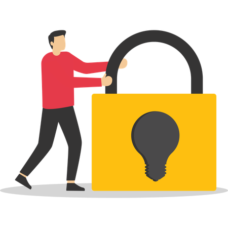 Businessman wants to safeguard his business ideas  Illustration