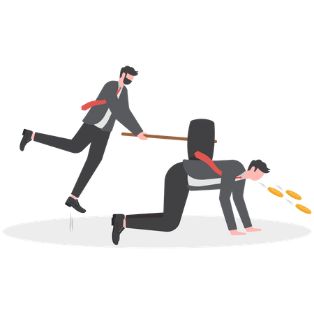 Businessman was beaten and spit out coins  Illustration