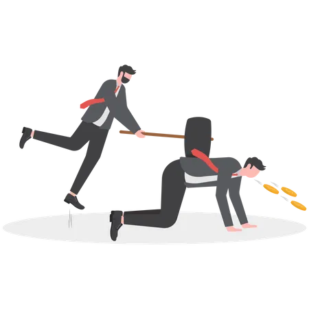 Businessman was beaten and spit out coins  Illustration