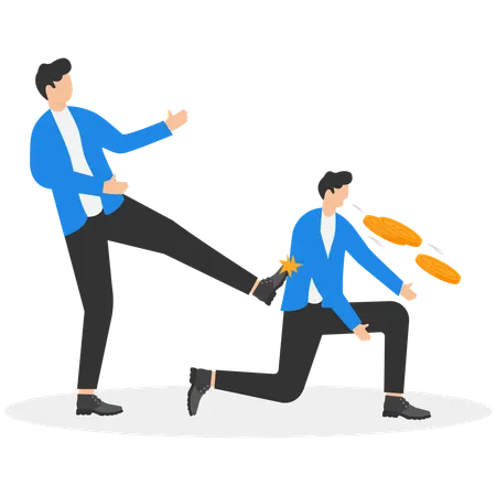 Businessman was beaten spit out coins  Illustration