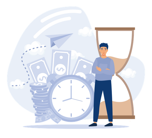 Businessman Watch Sandglass Running  Illustration