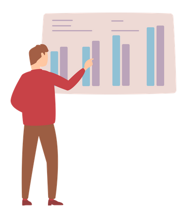 Businessman watching analytics chart  Illustration