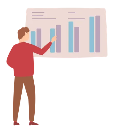 Businessman watching analytics chart  Illustration