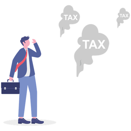 Businessman watching at carbon tax  Illustration