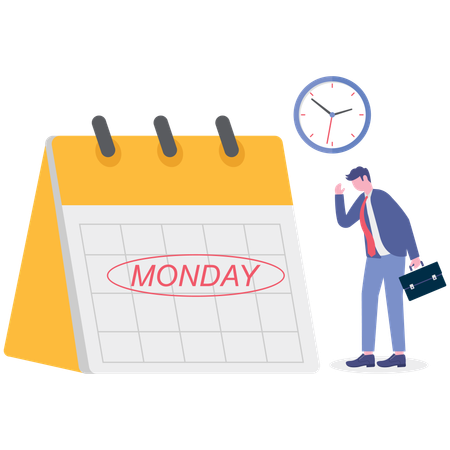Businessman watching business calendar  Illustration
