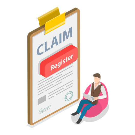 Businessman watching claim register document  Illustration