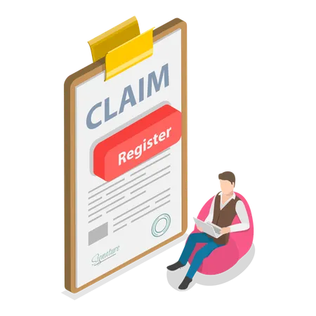 Businessman watching claim register document  Illustration