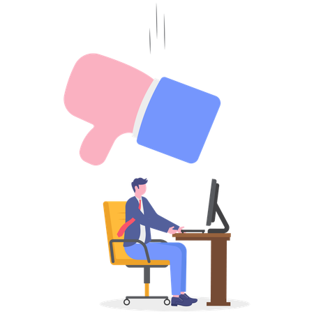 Businessman watching dislike on computer  Illustration
