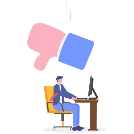 Businessman watching dislike on computer  Illustration