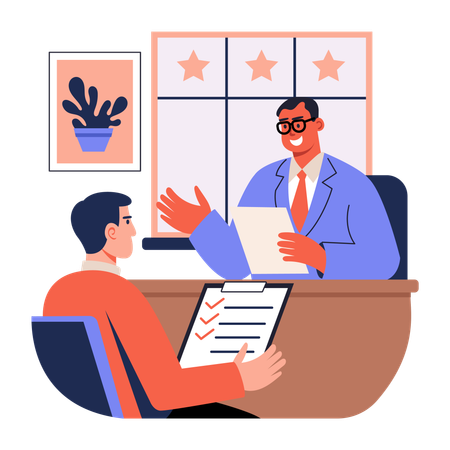 Businessman watching Employee feedback  Illustration