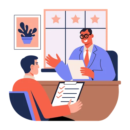 Businessman watching Employee feedback  Illustration